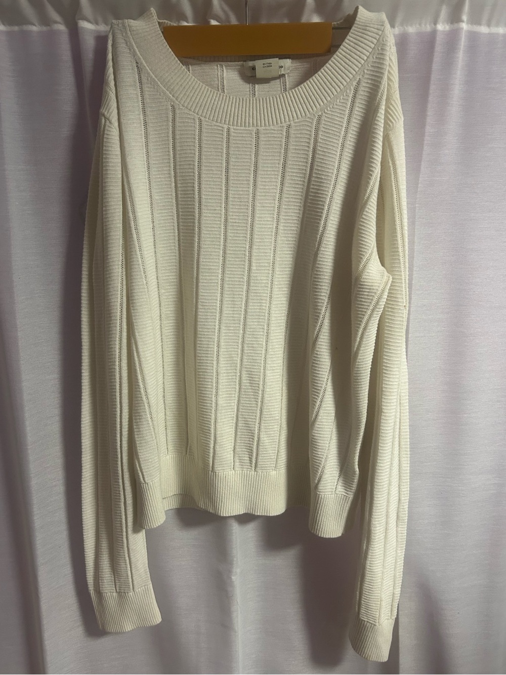 Club Monaco Off-White Ribbed Crewneck Sweater